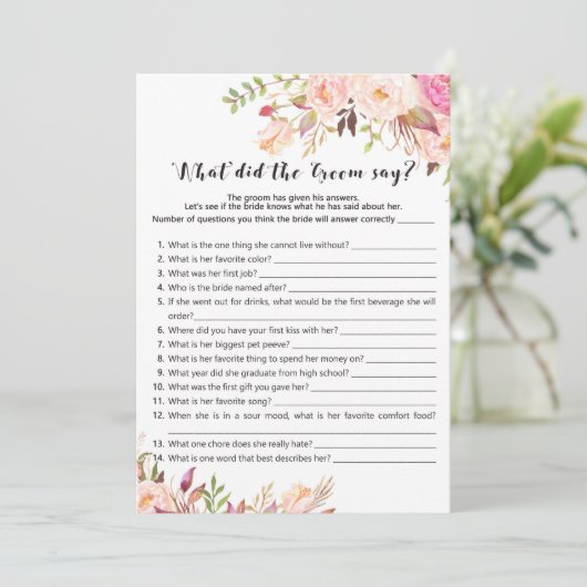 Brautparty Game - Was hat der Gräuel gesagt? Einladung (Stehend Vorderseite)