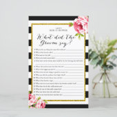 Brautparty Game - Was hat der Groom gesagt? (Stehend Vorderseite)