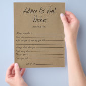 Brautparty Game Wedding Advice & Well Wünsche Flyer (Hand)