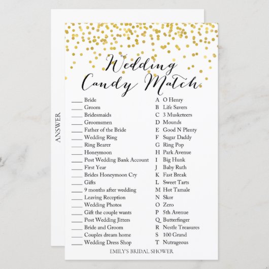 Brautparty Game - Wedding Candy Game & Ansty (Vorne/Hinten)