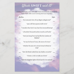 Brautparty Game "Welcher Swift hat es gesagt?"