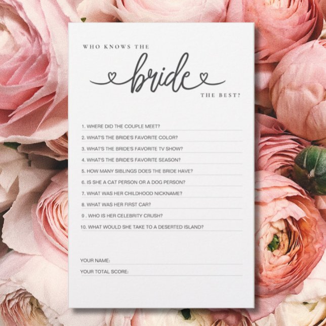 Brautparty Game Wer kennt die Braut die Besten? (Von Creator hochgeladen)