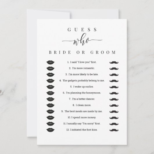 Brautparty Game Wer sagte es die Braut oder Gräuel Einladung (Vorderseite)