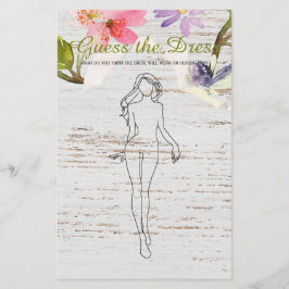 Brautparty Game White Wood Pink Guess das Kleid Flyer