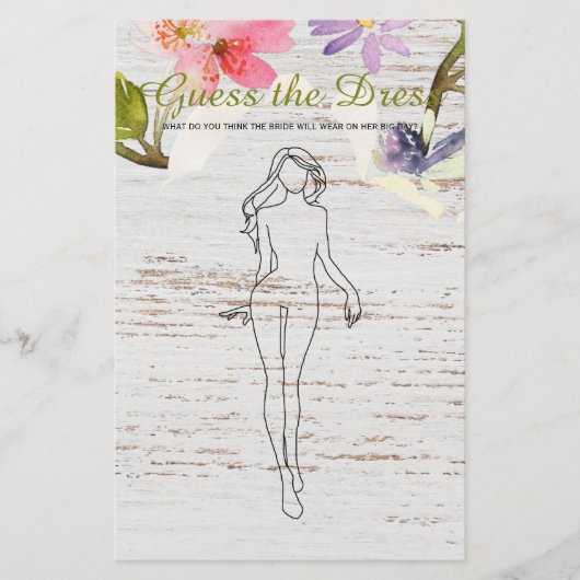 Brautparty Game White Wood Pink Guess das Kleid Flyer (Vorne)