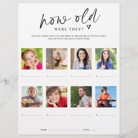 Brautparty Game wie alt waren sie mit Fotos Flyer (Vorne)