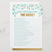 Brautparty Game Wie gut kennen Sie die Braut? (Vorne/Hinten)