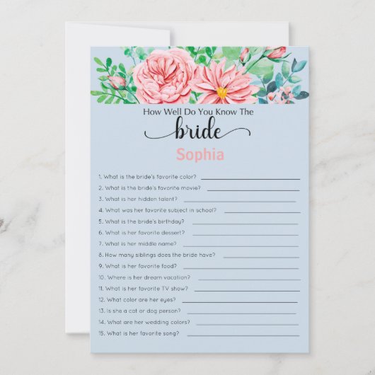 Brautparty Game wie gut kennen Sie die Brille Einladung (Vorderseite)