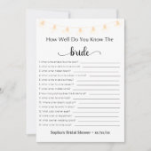 Brautparty Game wie gut kennen Sie die Brille Einladung (Vorderseite)