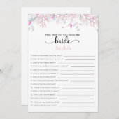 Brautparty Game wie gut kennen Sie die Brille Einladung (Vorne/Hinten)