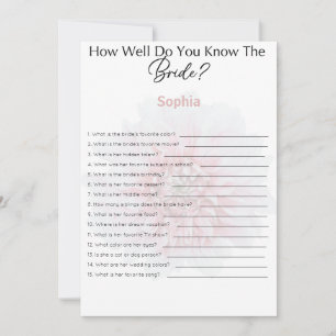 Brautparty Game wie gut kennen Sie die Brille Einladung