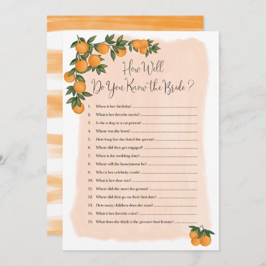 Brautparty Game, wie gut Sie wissen, die Braut (Vorne/Hinten)