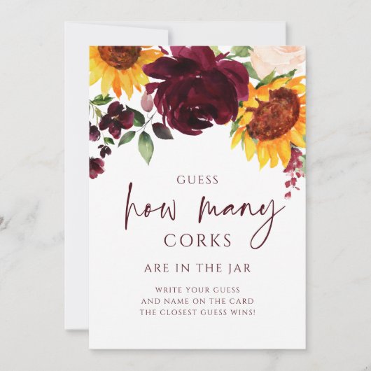 Brautparty Game Wie viele Korken Sonnenblumen invi Einladung (Vorderseite)