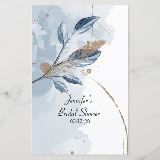 Brautparty Game Word Search Blue Gold Flora (Rückseite)