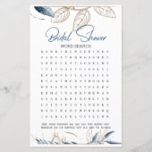 Brautparty Game Word Search Blue Gold Flora (Vorderseite)