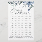 Brautparty Game Word Search Dusty Blue Flowers (Vorderseite)