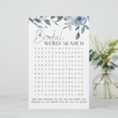 Brautparty Game Word Search Dusty Blue Flowers (Stehend Vorderseite)