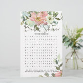 Brautparty Game Word Search Eggshell Blush Flush (Stehend Vorderseite)