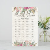 Brautparty Game Word Search Pastel Boho Neutral (Stehend Vorderseite)