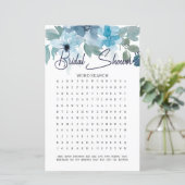 Brautparty Game Word Search Pastell Blue Rose (Stehend Vorderseite)