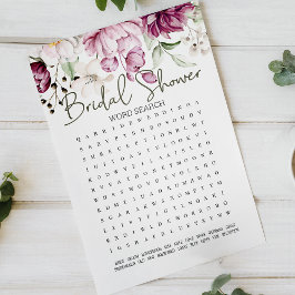Brautparty Game Word Search Peongs Pink Floral