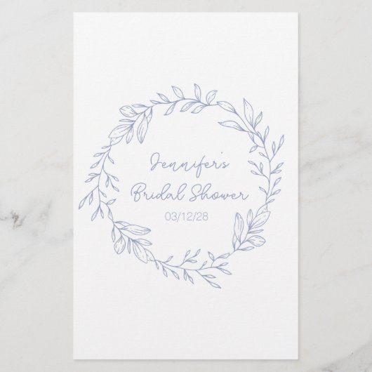 Brautparty Game Word Search Periwinkle Blume (Rückseite)