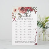 Brautparty Game Word Search Red Blush Rose (Stehend Vorderseite)