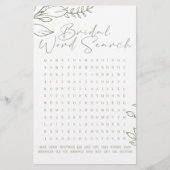 Brautparty Game Word Search Sage Boho Blume (Vorderseite)