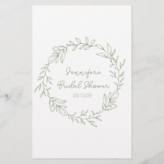 Brautparty Game Word Search Sage Boho Blume (Rückseite)