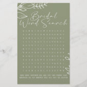 Brautparty Game Word Search Sage Green Blume (Vorderseite)