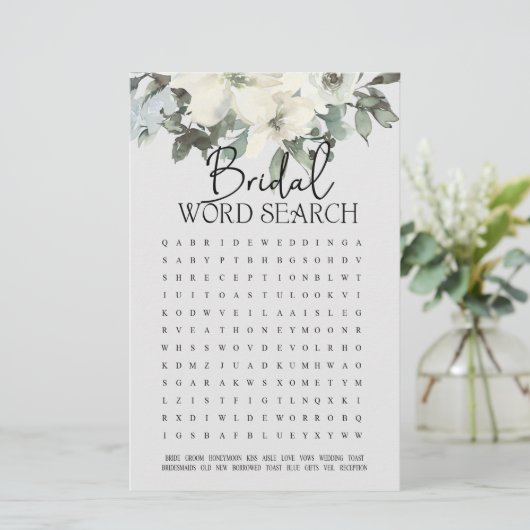 Brautparty Game Word Suche Elfenbeinblume (Stehend Vorderseite)