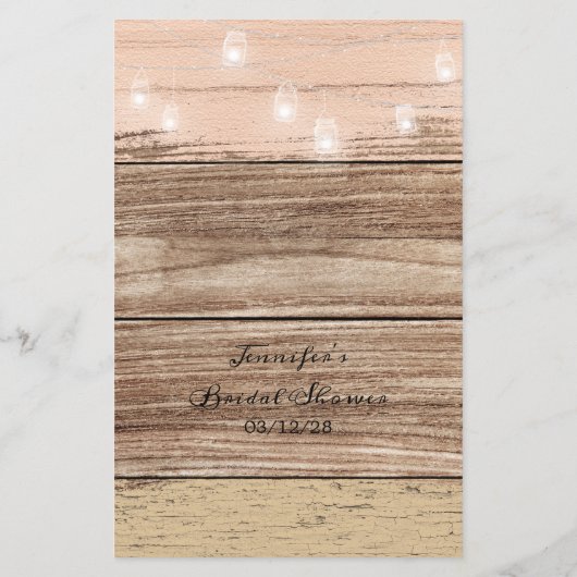 Brautparty Game Word Suche Rustikale Holzlattern (Rückseite)