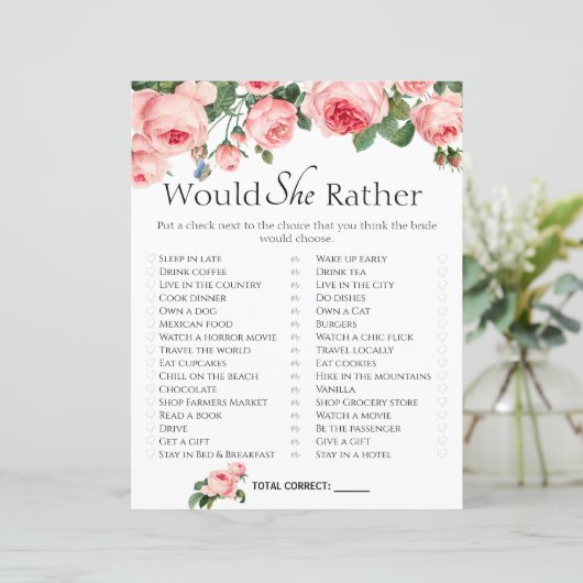 Brautparty Game würde sie eher blasen Rose (Stehend Vorderseite)