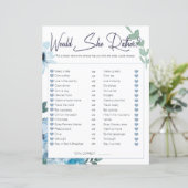 Brautparty Game würde sie eher blauen Rose (Stehend Vorderseite)