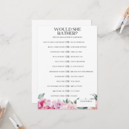 Brautparty Game würde sie eher pinkfarben floral" Einladung