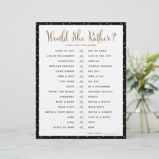 Brautparty Game | Würde sie etwas tun (Stehend Vorderseite)