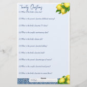 Brautparty Games 20 Fragen Briefpapier (Rückseite)