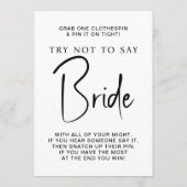 Brautparty Games Bachelorette Bingo Bridge Card Einladung (Rückseite)