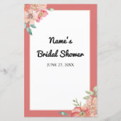 Brautparty Games Bingo Game Wedding Pink Floral (Rückseite)