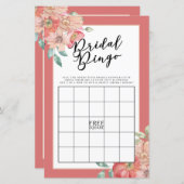 Brautparty Games Bingo Game Wedding Pink Floral (Vorne/Hinten)