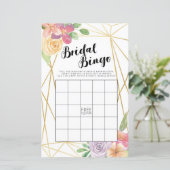 Brautparty Games Bingo Game Wedding Pink Floral (Stehend Vorderseite)
