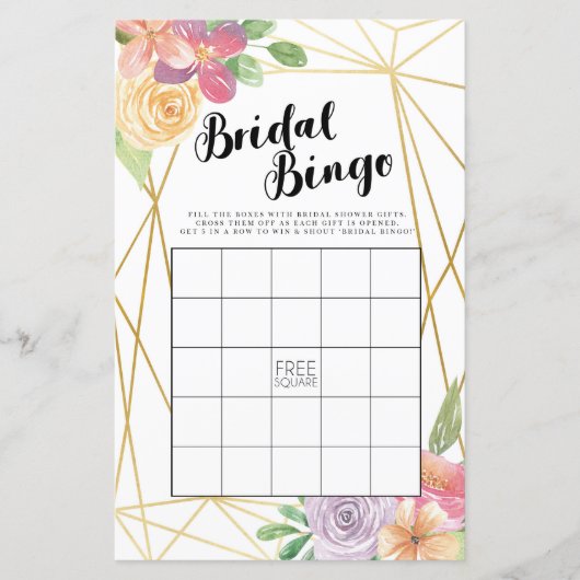 Brautparty Games Bingo Game Wedding Pink Floral (Vorderseite)
