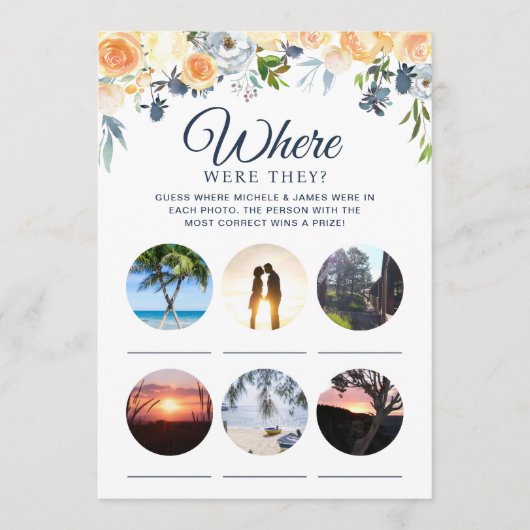 Brautparty Games Floral Foto Card Einladung (Vorderseite)