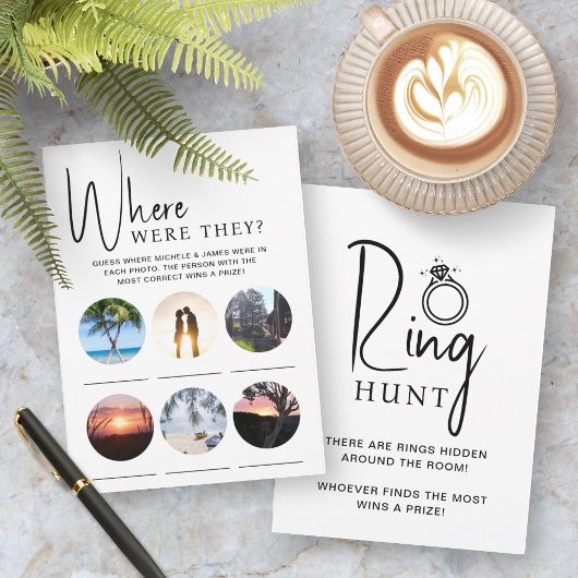 Brautparty Games Foto und Ring Hour Card Einladung