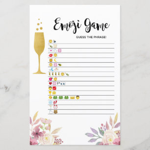 Brautparty Games Guess of Emoji Game Champagne