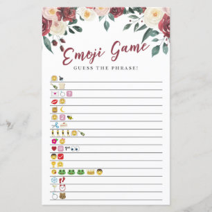 Brautparty Games Guess of Emoji Game Floral