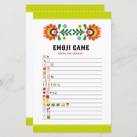 Brautparty Games Guess the Emoji Game Fiesta (Vorne/Hinten)