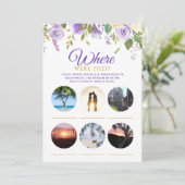 Brautparty Games Lila Floral Foto Card Einladung (Stehend Vorderseite)