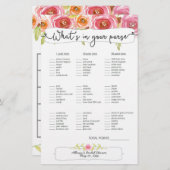 Brautparty Games purse bingo, rosa Blumengestein 3 (Vorne/Hinten)