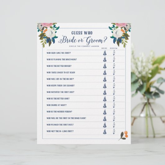 Brautparty Games raten, wer Bridge oder Game ist (Stehend Vorderseite)